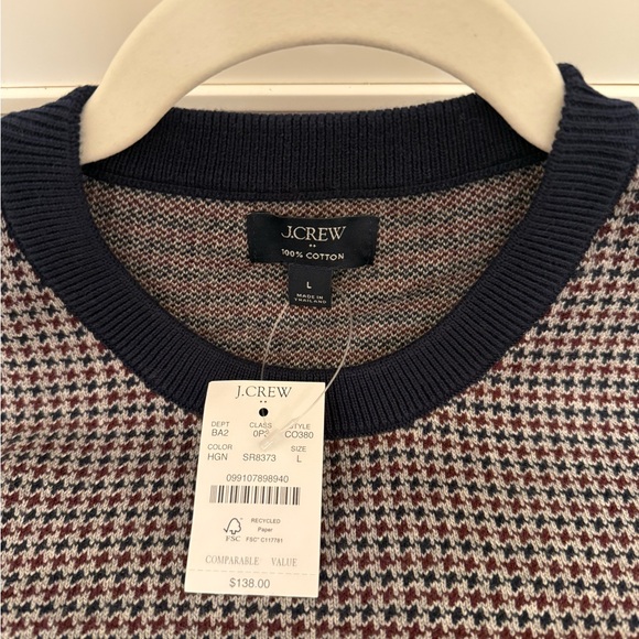 J. Crew Men's Blue and Maroon Crewneck Sweater - Picture 3 of 8